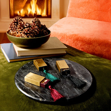 Entryways Merriment Brass Matchbox With Mulberry Tassel