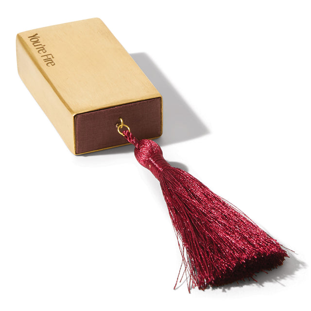 entryways Merriment Brass Matchbox with Mulberry Tassel