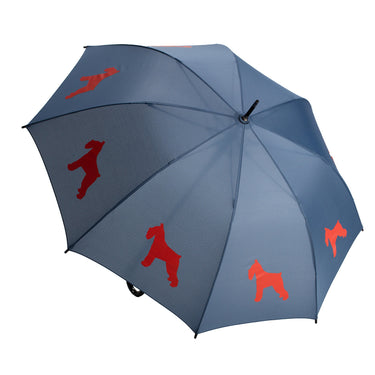 Entryways Navy Blue Umbrella Featuring Red Schnauzer