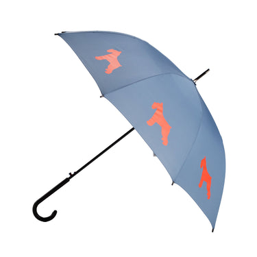 Entryways Navy Blue Umbrella Featuring Red Schnauzer