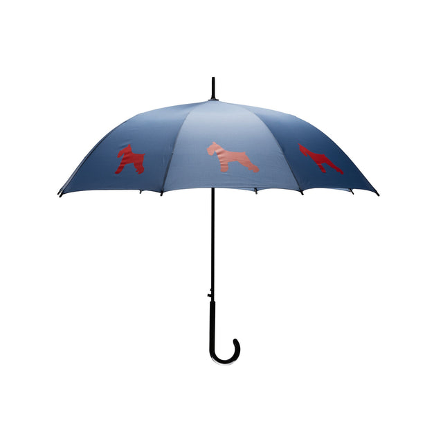 entryways Navy Blue Umbrella Featuring Red Schnauzer