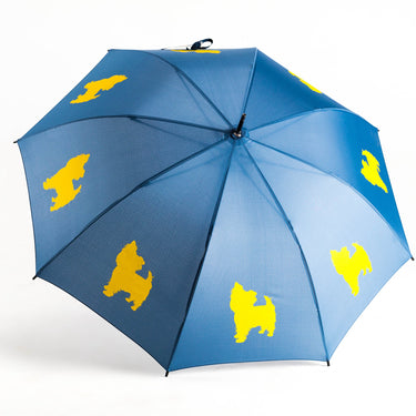 Entryways Navy Blue Umbrella Featuring Yellow Yorkshire Terrier