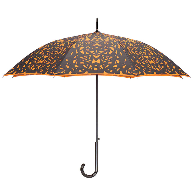 entryways Orange Umbrella Featuring Black Butterfly Wing Design