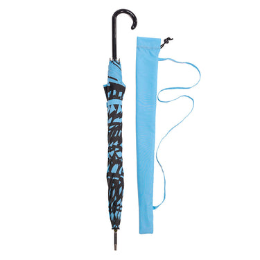 Entryways Paradise Blue Umbrella Featuring Black Butterfly Wing Design
