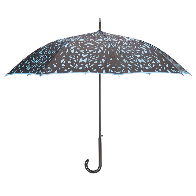 entryways Paradise Blue Umbrella Featuring Black Butterfly Wing Design