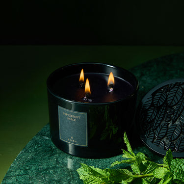 Entryways Peppermint Sable Obsidian Triple Wick Candle