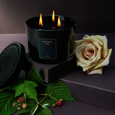 Entryways Raspberry Noir Obsidian Triple Wick Candle