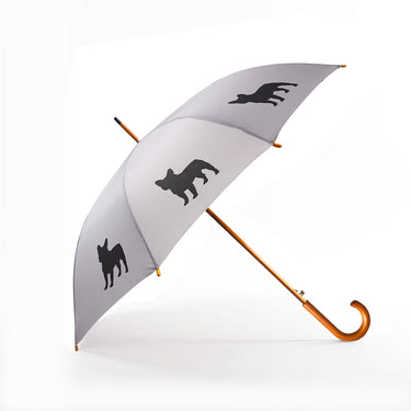 Entryways Silver Umbrella Featuring Black French Bulldog