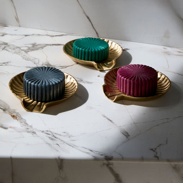 Entryways Velvet Pear Gilded Bar Soap With Brass Dish