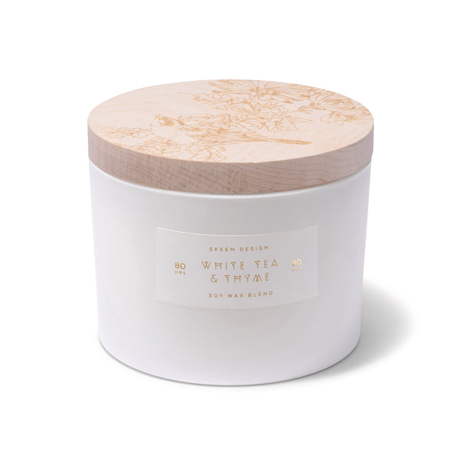 entryways White Tea & Thyme Print Block Triple Wick Candle