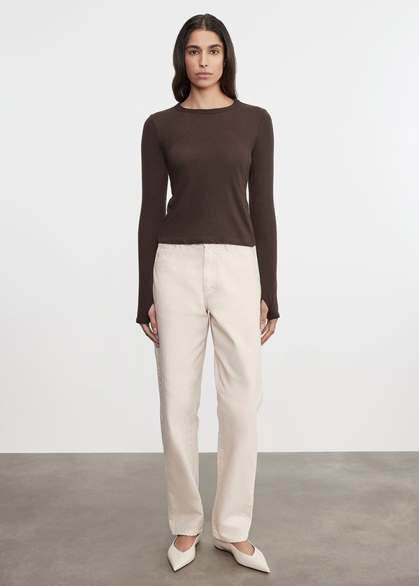 Enza Costa Cashmere New Classic L/S Crew Dark Brown