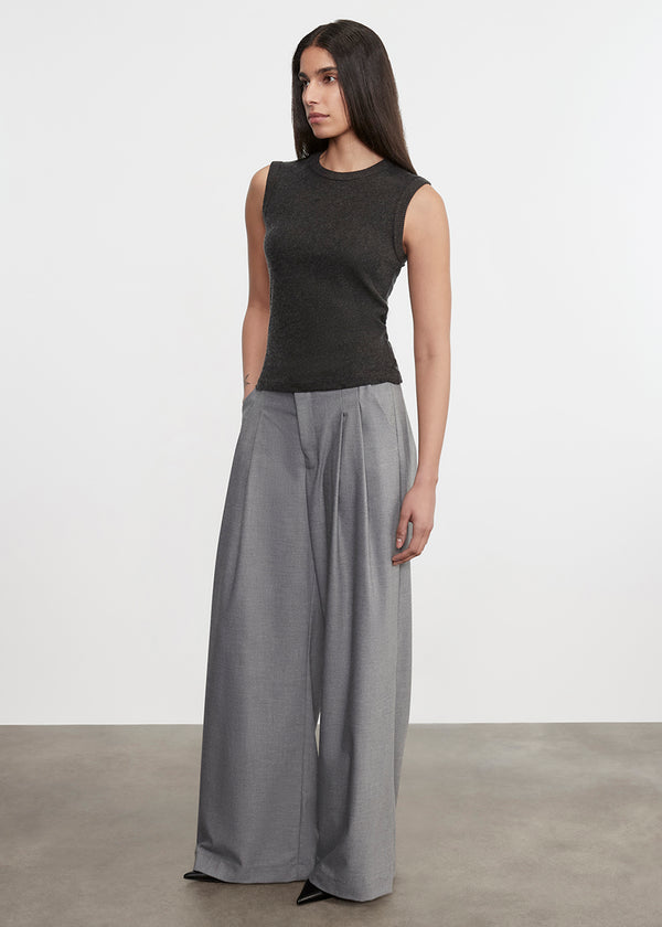 Enza Costa Cashmere New Classic Sleeveless Crew Charcoal