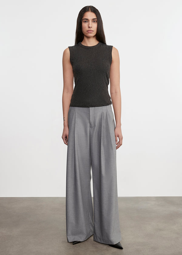 enza costa Cashmere New Classic Sleeveless Crew Charcoal