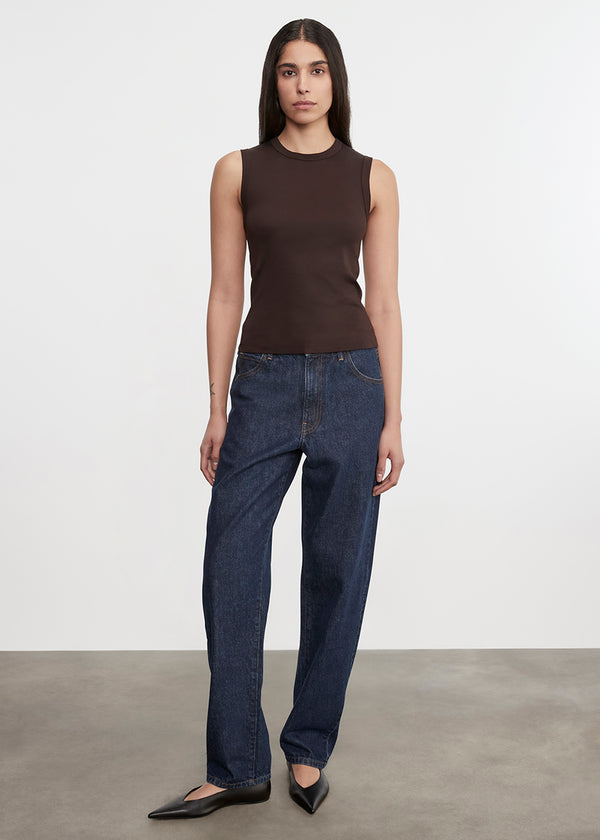 Enza Costa Cashmere New Classic Sleeveless Crew Dark Brown