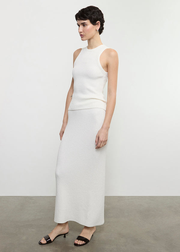 Enza Costa Boucle Knit Skirt Off White