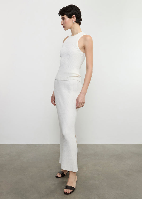 Enza Costa Boucle Knit Skirt Off White