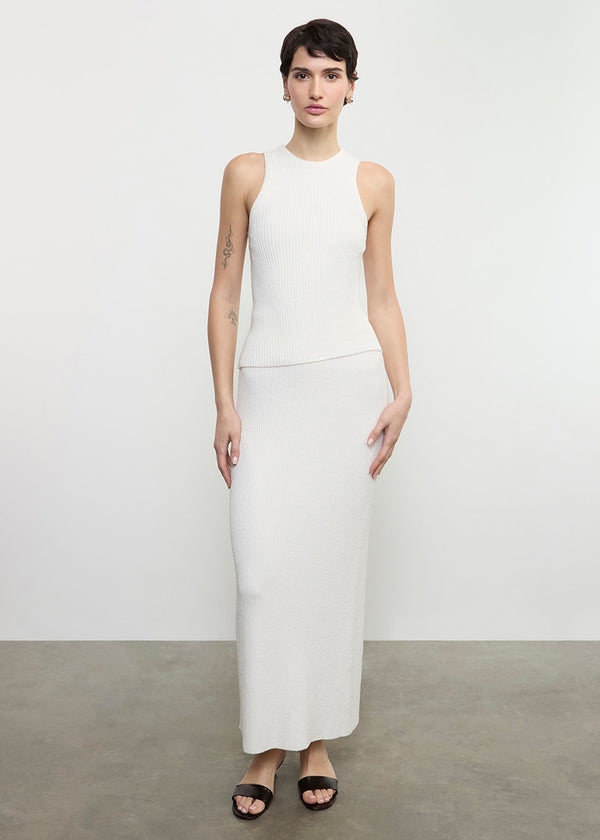 enza costa Boucle Knit Skirt Off White