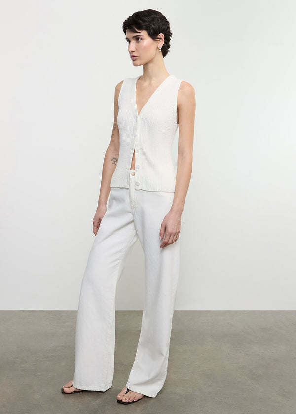 Enza Costa Boucle Knit Vest Off White