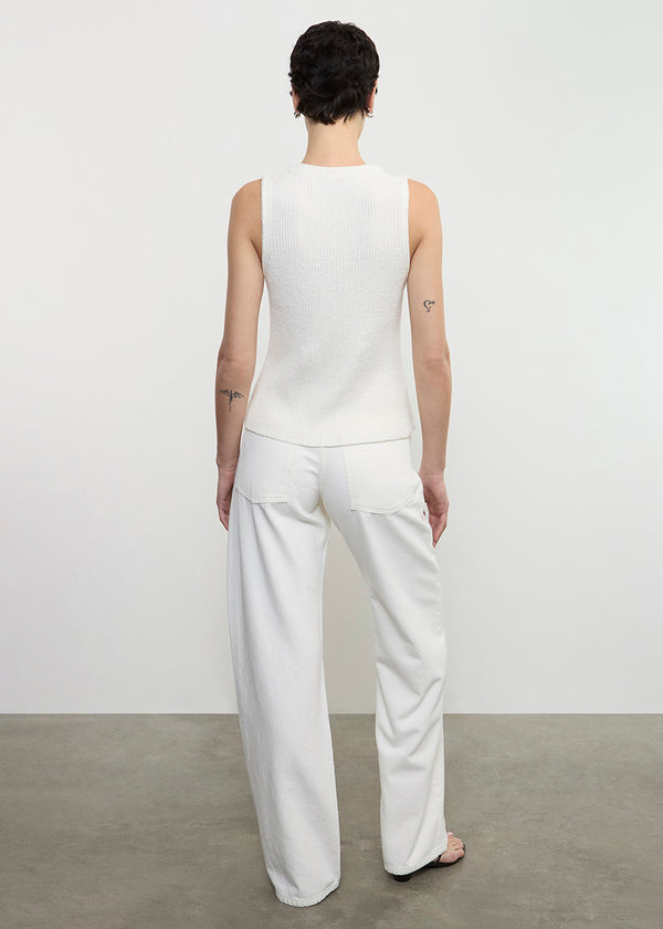 Enza Costa Boucle Knit Vest Off White
