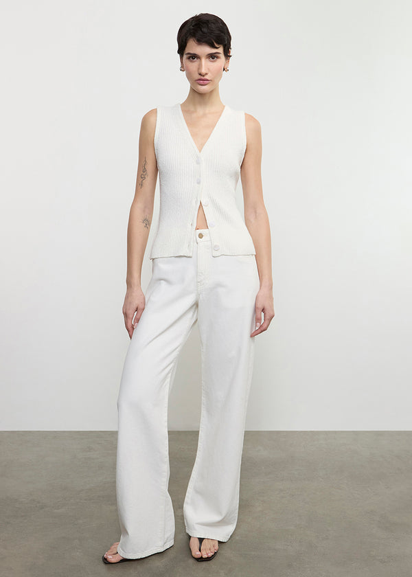 enza costa Boucle Knit Vest Off White