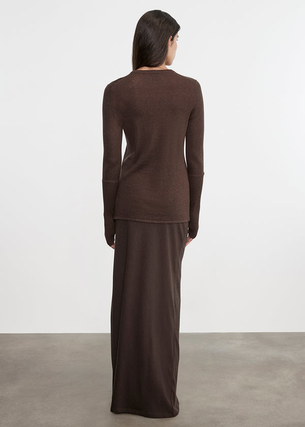 Enza Costa Cashmere Bias Skirt Dark Brown