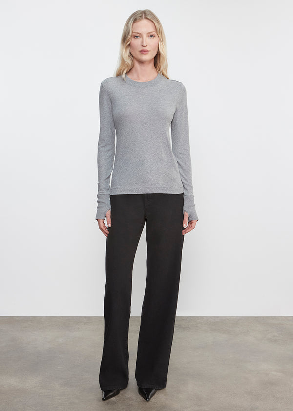 Enza Costa Cashmere Easy Cuffed Crew Smoke
