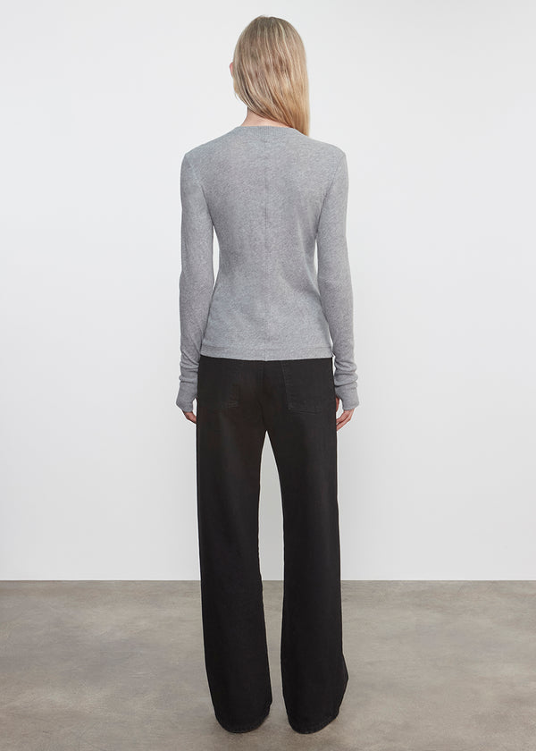 Enza Costa Cashmere Easy Cuffed Crew Smoke