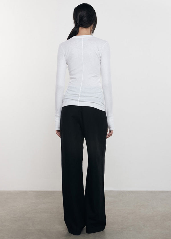 Enza Costa Cashmere Easy Cuffed Crew White