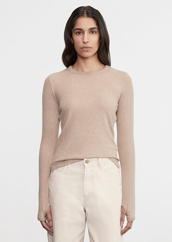 Enza Costa Cashmere New Classic L/S Crew Khaki