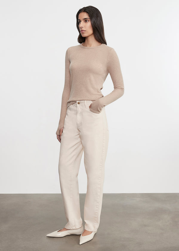 Enza Costa Cashmere New Classic L/S Crew Khaki