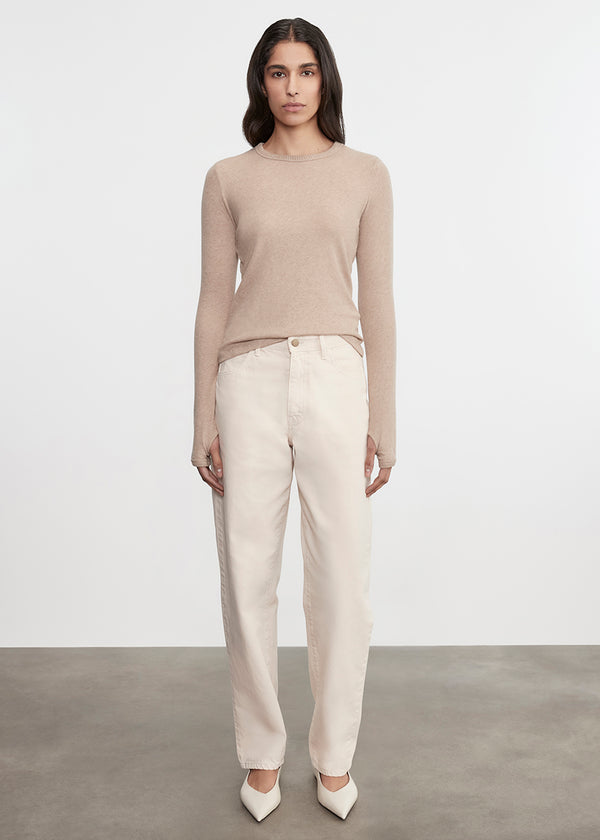 enza costa Cashmere New Classic L/S Crew Khaki