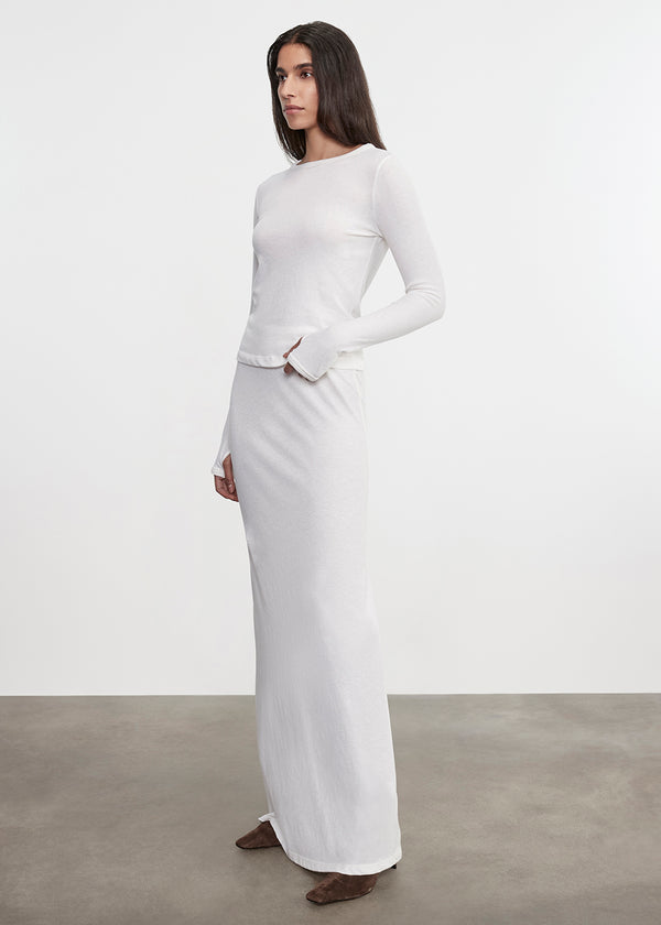 Enza Costa Cashmere New Classic L/S Crew White