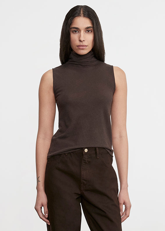 Enza Costa Cashmere Sleeveless Halter Dark Brown