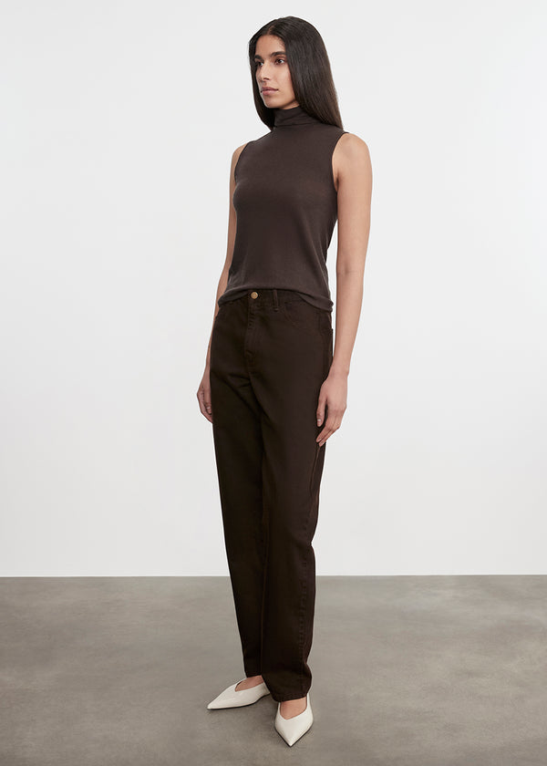 Enza Costa Cashmere Sleeveless Halter Dark Brown