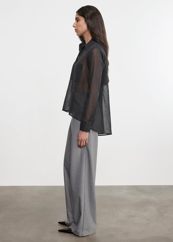 Enza Costa Cotton Organza Shirt Black