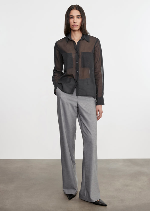 enza costa Cotton Organza Shirt Black