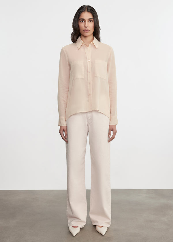 enza costa Cotton Organza Shirt Fawn