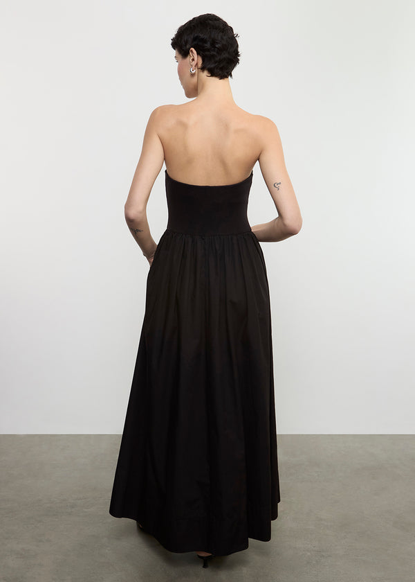 Enza Costa Cotton Resort Strapless Dress Black