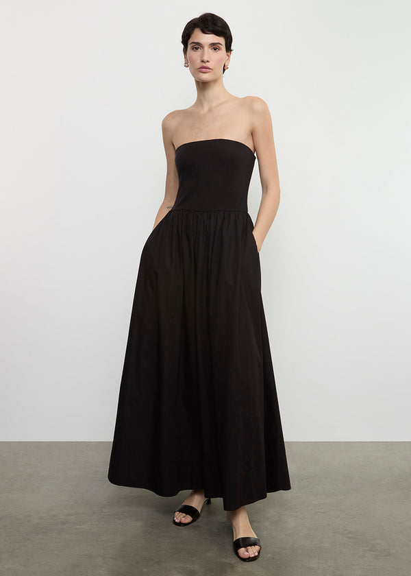 enza costa Cotton Resort Strapless Dress Black