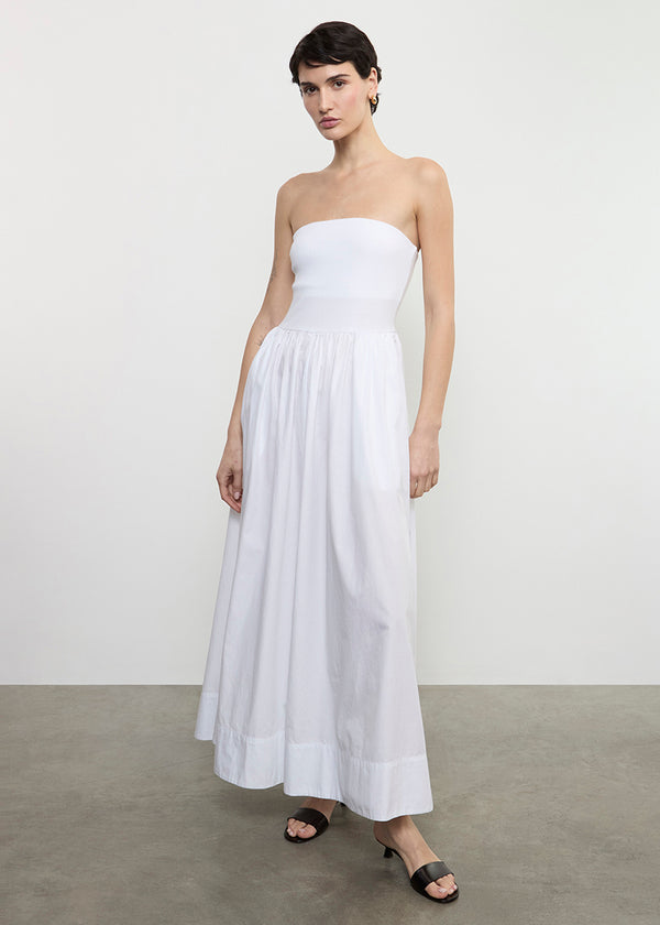 Enza Costa Cotton Resort Strapless Dress White