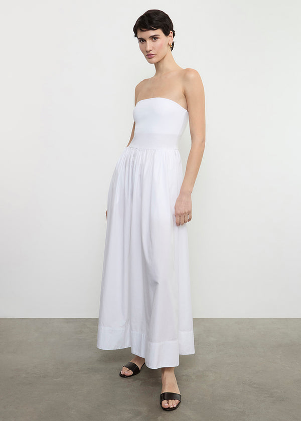 Enza Costa Cotton Resort Strapless Dress White