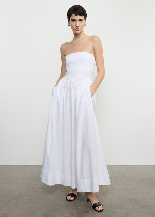 enza costa Cotton Resort Strapless Dress White