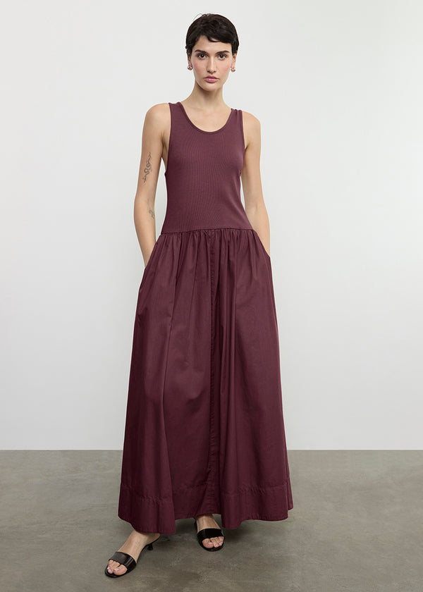 enza costa Cotton Resort Tank Dress Dark Cherry