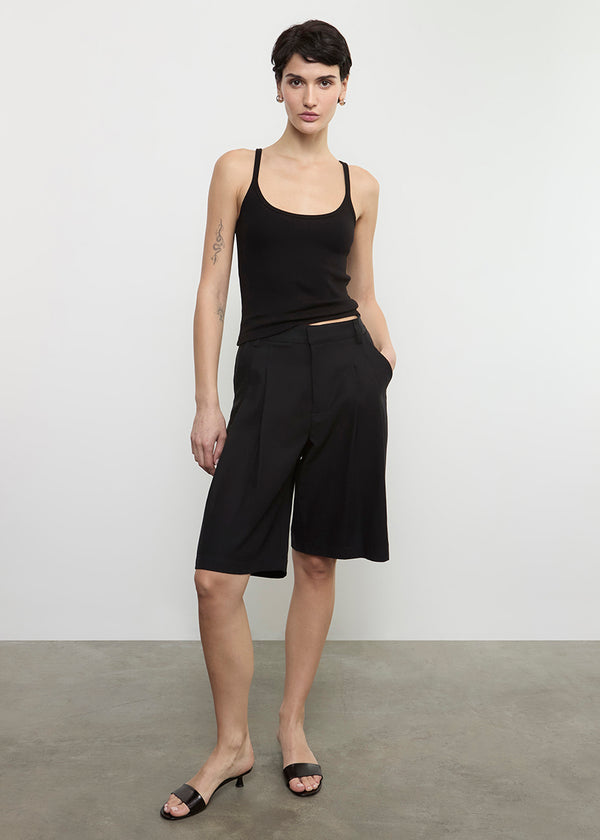 Enza Costa Cotton Rib Cami Tank Black