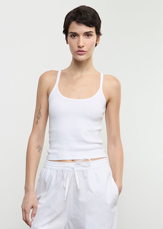 Enza Costa Cotton Rib Cami Tank White