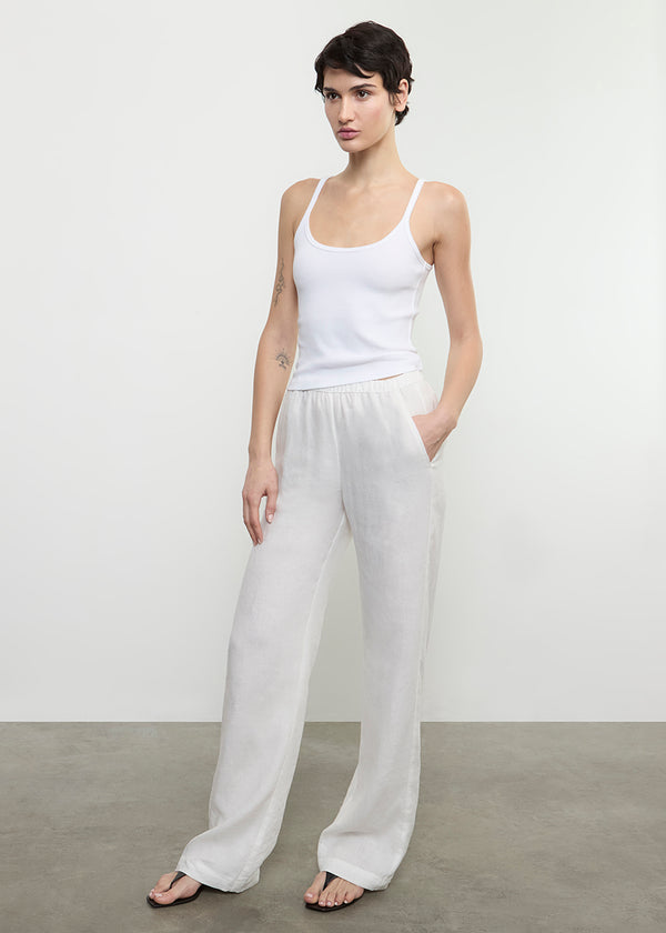 Enza Costa Cotton Rib Cami Tank White