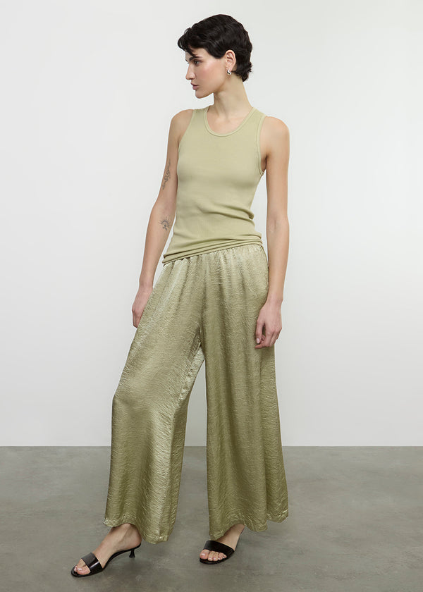 Enza Costa Cotton Rib Scoop Tank Celadon