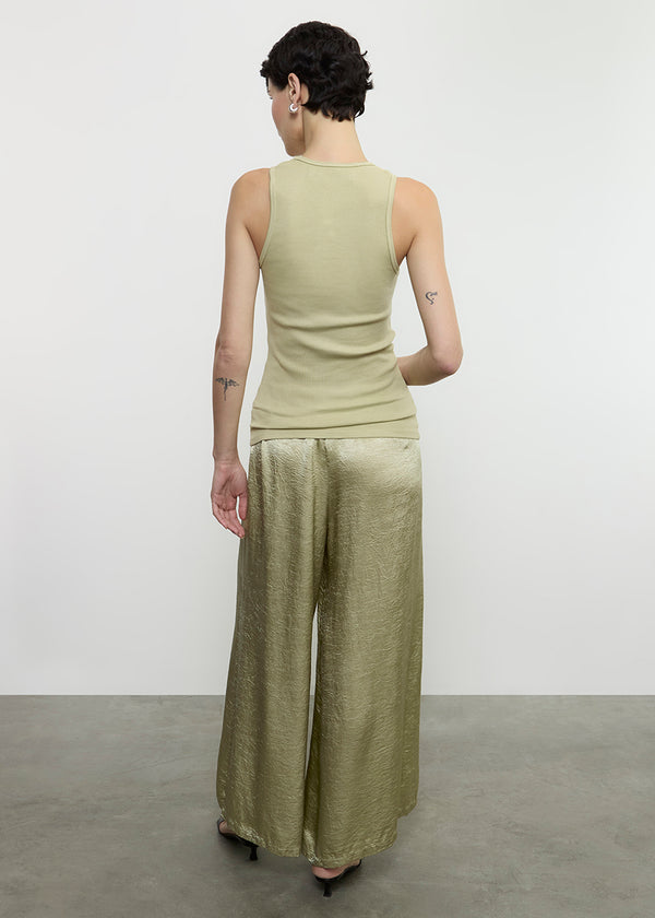 Enza Costa Cotton Rib Scoop Tank Celadon