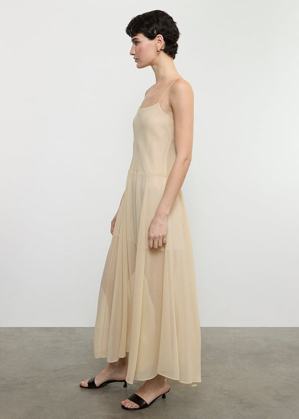 Enza Costa Japanese Yoryu Chiffon Dress Blonde