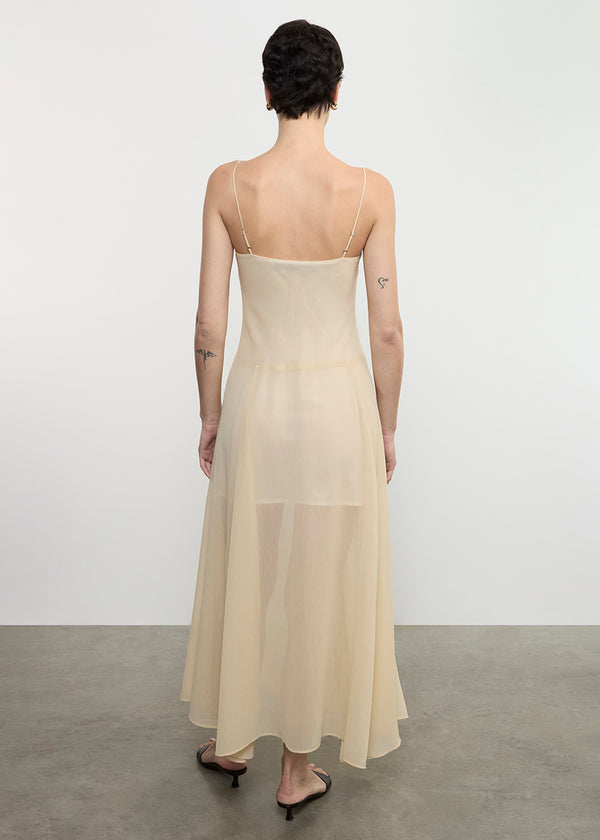 Enza Costa Japanese Yoryu Chiffon Dress Blonde